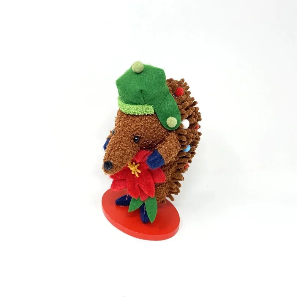 Target Faux Shearling Hedgehog Poinsettia Christmas Animal Figurine Wondershop™